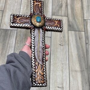 Decorative Cross with Turquoise Accent